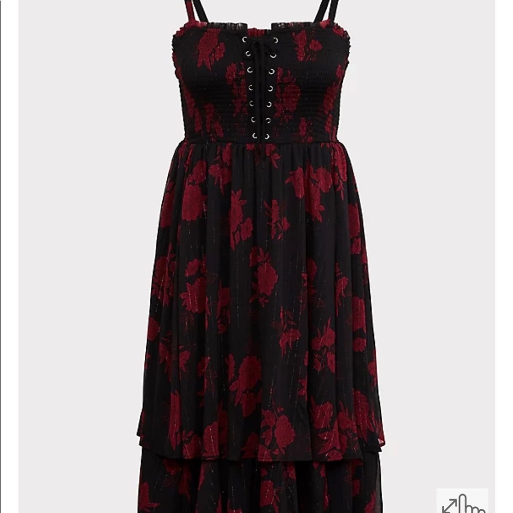 Torrid BLACK FLORAL SMOCKED CHIFFON MIDI DRESS plus 22/24 used